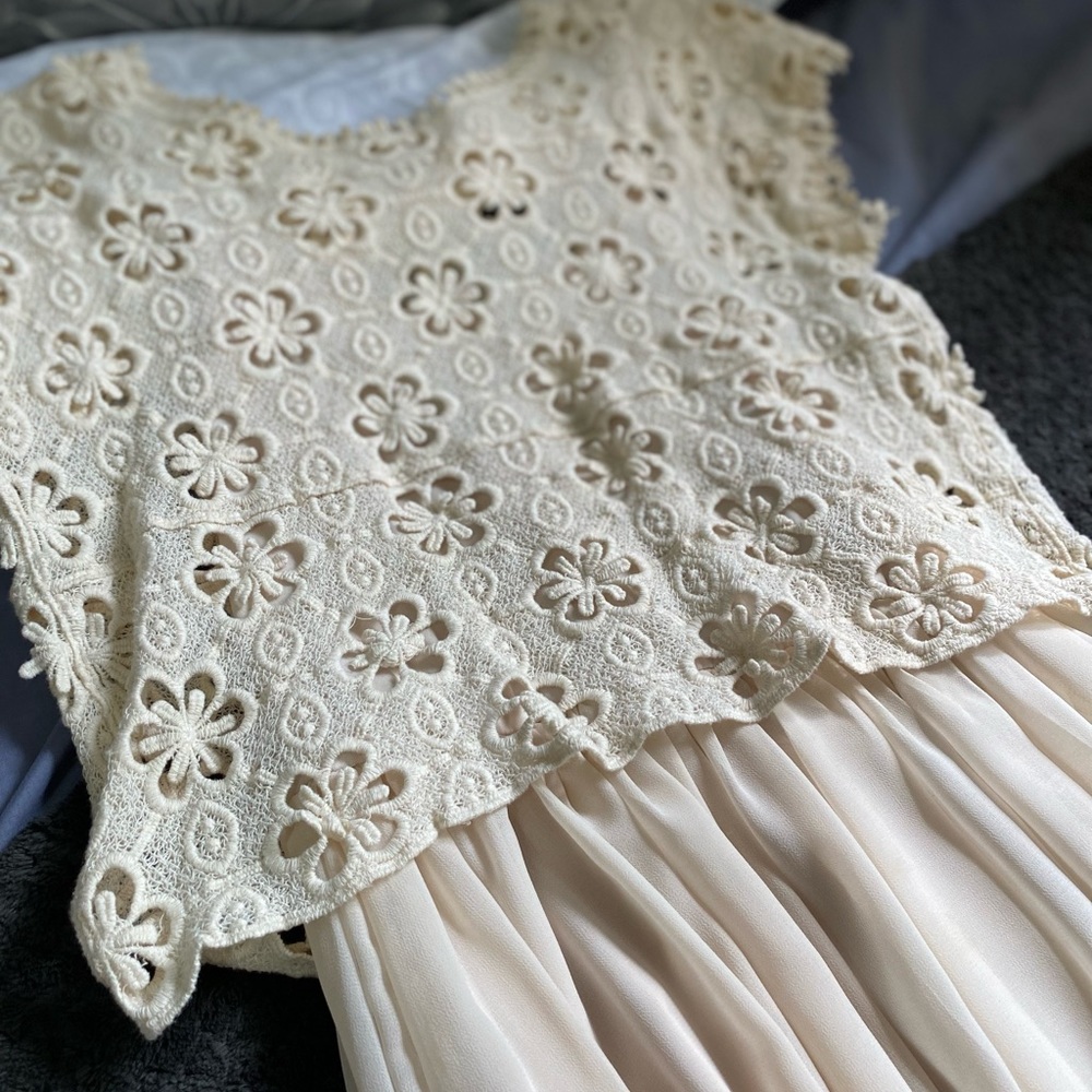 Cream dress crochet top